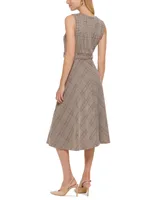 Calvin Klein Women's Menswear Plaid Belted Midi Dress