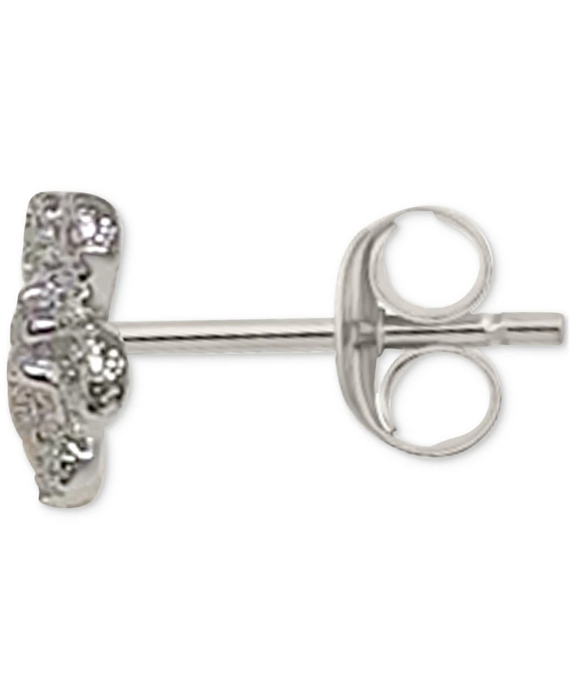 Diamond Accent Flower Single Stud Earring in 14k White Gold