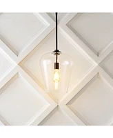 Hayes 11.25" 1-Light Industrial Farmhouse Iron, Glass Led Pendant