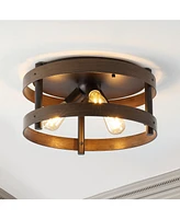 Cooper 16" 3-Light Farmhouse Industrial Iron Led Flush Mount