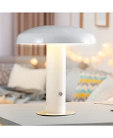 Suillius 11" Contemporary Bohemian Rechargeable, Cordless Iron Integrated Led Mushroom Table Lamp