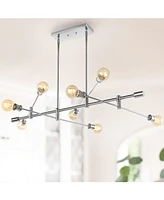 Ikon 63" 8-Light Mid-Century Modern Arm-Adjustable Iron Linear Led Pendant