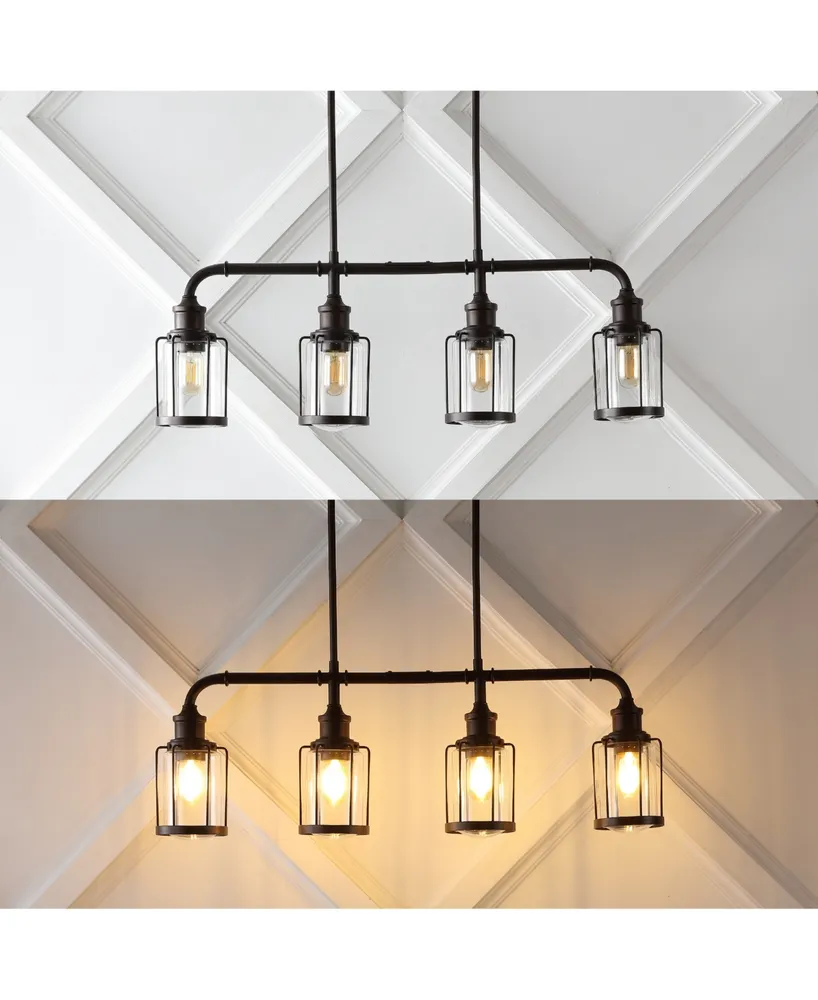 Abbott 34" 4-Light Farmhouse Industrial Iron, Glass Linear Led Pendant