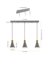 Apollo 33.5" 3-Light Mid-Century Modern Iron Adjustable Linear Led Pendant