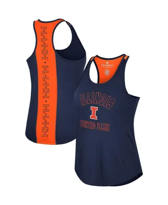 Women's Colosseum Navy Illinois Fighting Illini 10 Days Racerback Scoop Neck Tank Top