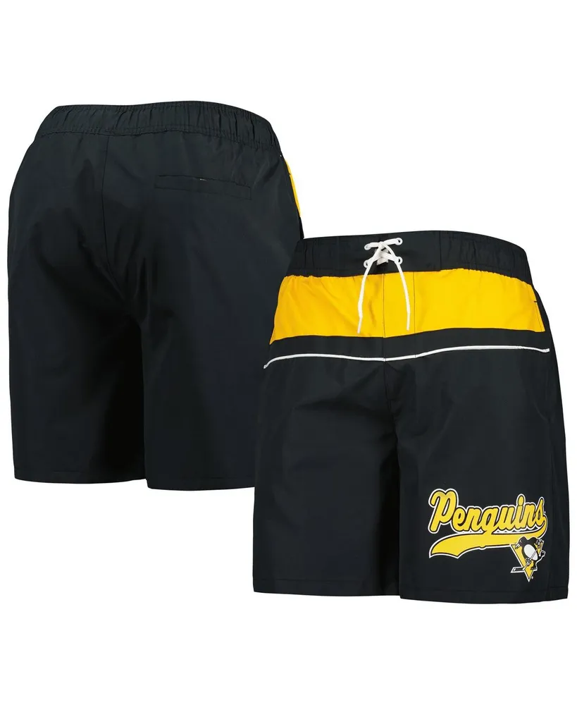 Men's Starter Black Pittsburgh Penguins Freestyle Volley Swim Shorts