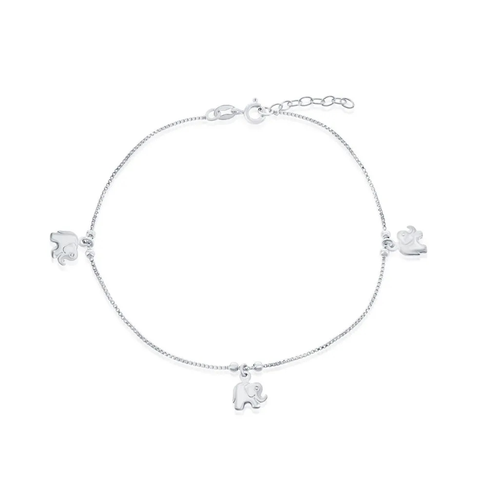 Sterling Silver Beads with Elephant Charms Anklet Bracelet
