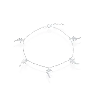 Sterling Silver Dangling Palm Trees Anklet