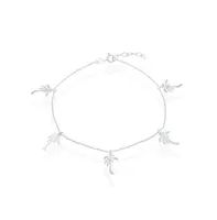 Sterling Silver Dangling Palm Trees Anklet