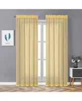 Kate Aurora Montauk Accents Ultra Lux 2 Piece Rod Pocket Gold Sheer Voile Window Curtain Panels - 84 in. Long