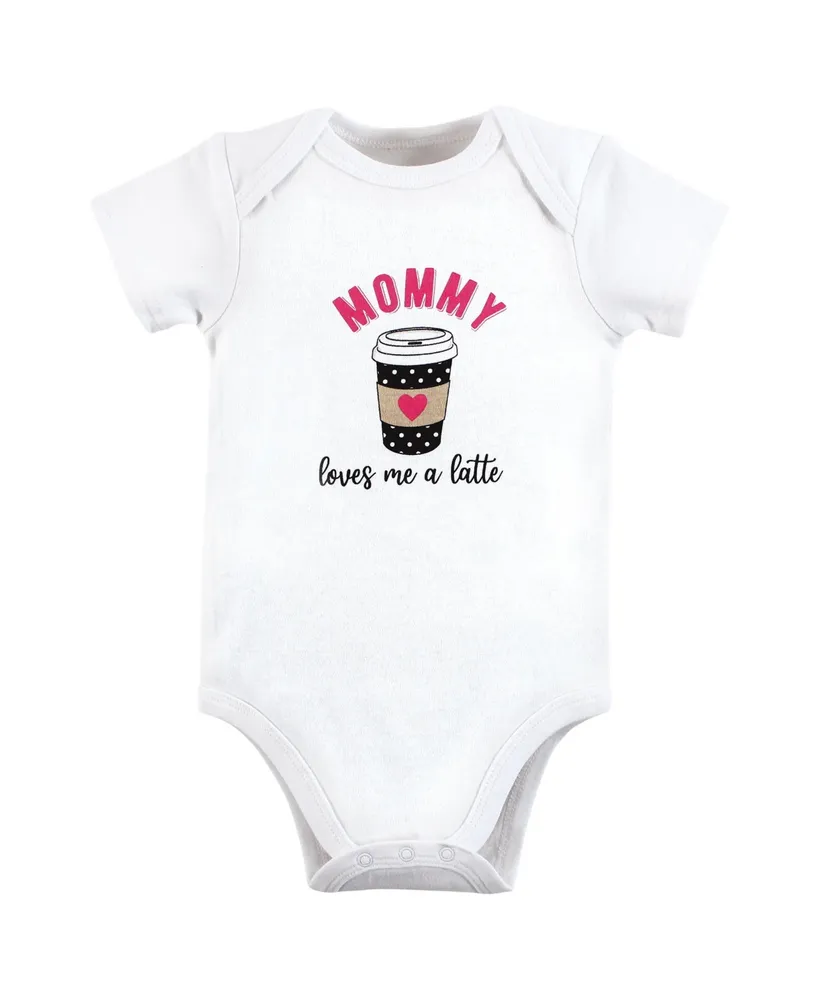 Hudson Baby Girls Cotton Bodysuits, Mommy Latte, 3-Pack