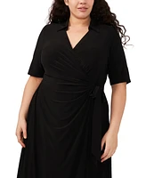 Msk Plus Size Collared Wrap Dress