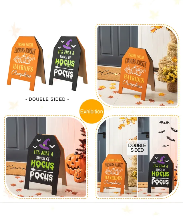 Glitzhome Halloween Wooden Standing Easel Indoor Porch Sign