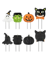 Glitzhome 42.5" H Halloween Metal Stacked Ghost, Frankenstein, Black Cat Pumpkin Yard Stake or Hanging Decor