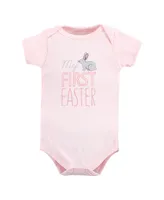 Hudson Baby Baby Girls Cotton Bodysuits, Some Bunny, 3-Pack