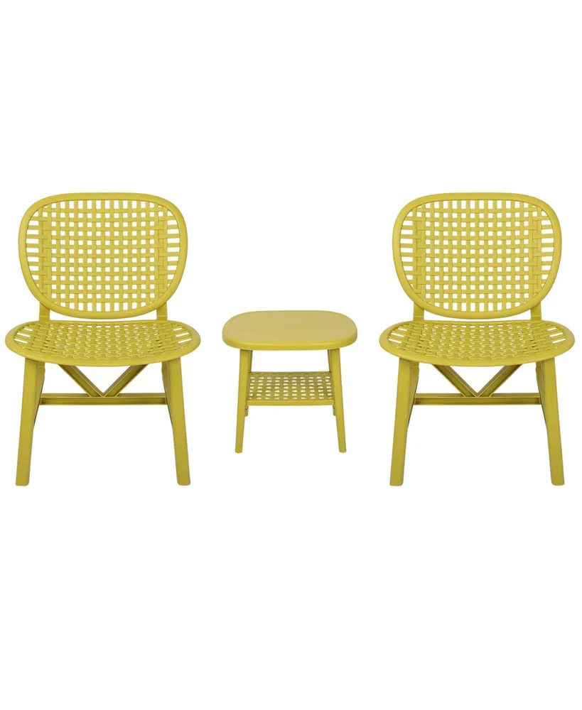 Simplie Fun 3 Pieces Hollow Design Retro Patio Table Chair Set All Weather Conversation Bistro Set