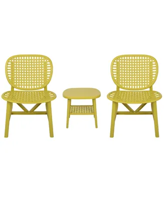 Simplie Fun 3 Pieces Hollow Design Retro Patio Table Chair Set All Weather Conversation Bistro Set