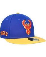 Men's New Era Blue Milwaukee Bucks Side Patch 59FIFTY Fitted Hat