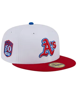 Men's New Era White, Red Oakland Athletics Undervisor 59FIFTY Fitted Hat