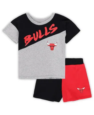 Toddler Boys and Girls Black, Gray Chicago Bulls Super Star T-shirt Shorts Set