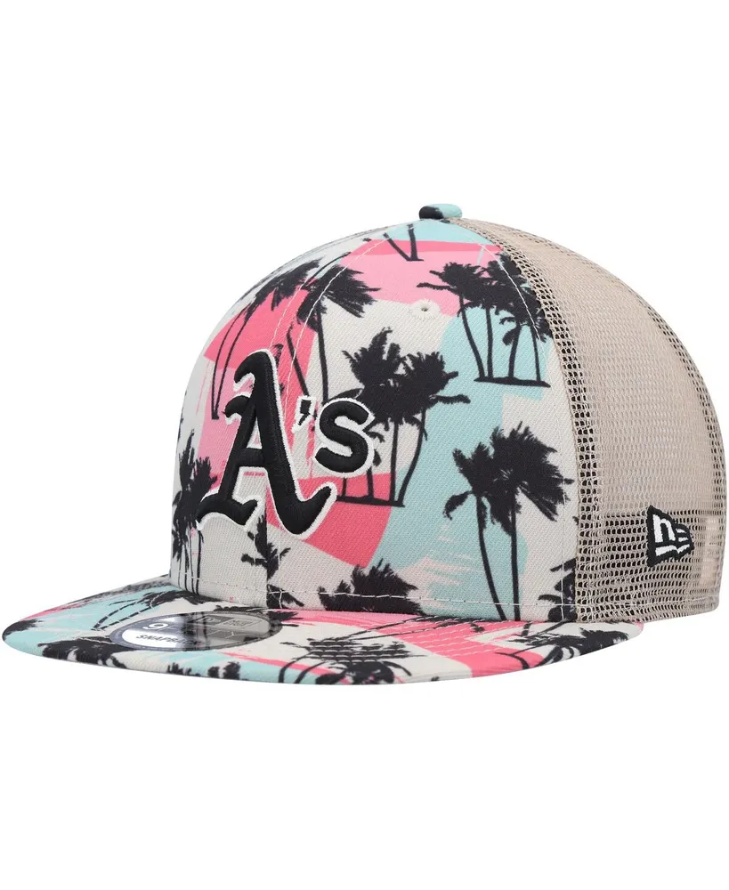Men's New Era Natural Oakland Athletics Retro Beachin' Trucker 9FIFTY Snapback Hat
