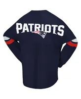 Women's Fanatics Navy New England Patriots Spirit Jersey Lace-Up V-Neck Long Sleeve T-shirt