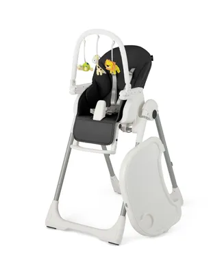 Foldable Baby High Chair with 7 Adjustable Heights & Free Toys Bar for Fun