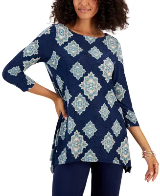 Jm Collection Women's Paisley Jacquard Swing Top, Created for Macy's