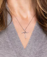 Cultured Freshwater Pearl (2 - 3-1/2mm) Double Cross Pendant Necklace in Sterling Silver, 16" + 2" extender