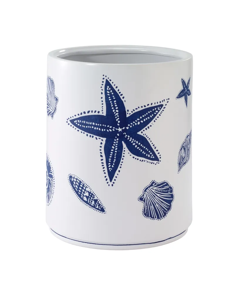 Avanti Ibiza Shells Hand-Painted Stoneware Wastebasket