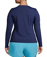 Lands' End Women's Plus Long Sleeve Relaxed Upf 50 Rash Guard