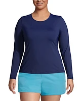 Lands' End Women's Plus Long Sleeve Relaxed Upf 50 Rash Guard