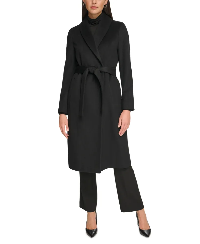 Calvin Klein Women's Wool Blend Belted Wrap Coat, Created for Macy's -  Macy's
