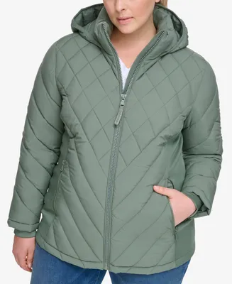 Calvin Klein Plus Hooded Packable Puffer Coat, Created for Macy's