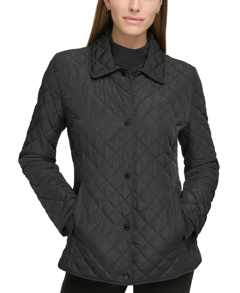 Calvin Klein Womens Collared Quilted Coat