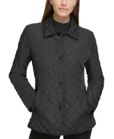 Calvin Klein Womens Collared Quilted Coat