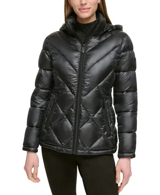 Calvin Klein Women's Shine Hooded Packable Puffer Coat, Created for Macy's