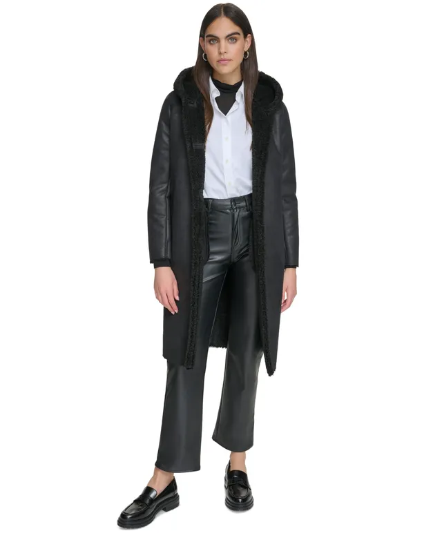 $200 Calvin Klein Women's Petite Hooded Faux Fur Lined Anorak Raincoat XXL