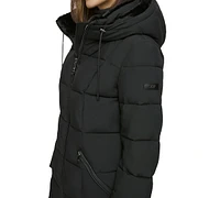 Dkny Women's Faux-Fur-Trim Hooded Puffer Coat, Created for Macy's