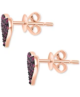 Effy Sapphire Pave Heart Stud Earrings (1/3 ct. t.w.) 14k Gold (Also available Ruby)