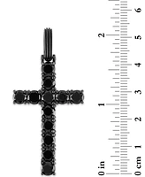 Esquire Men's Jewelry Black Cubic Zirconia Cross Pendant Ruthenium-Plated Sterling Silver (Also White Zirconia), Created for Macy's