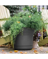 Bloem SP14908 Saturn Planter w/ Saucer 14", Charcoal