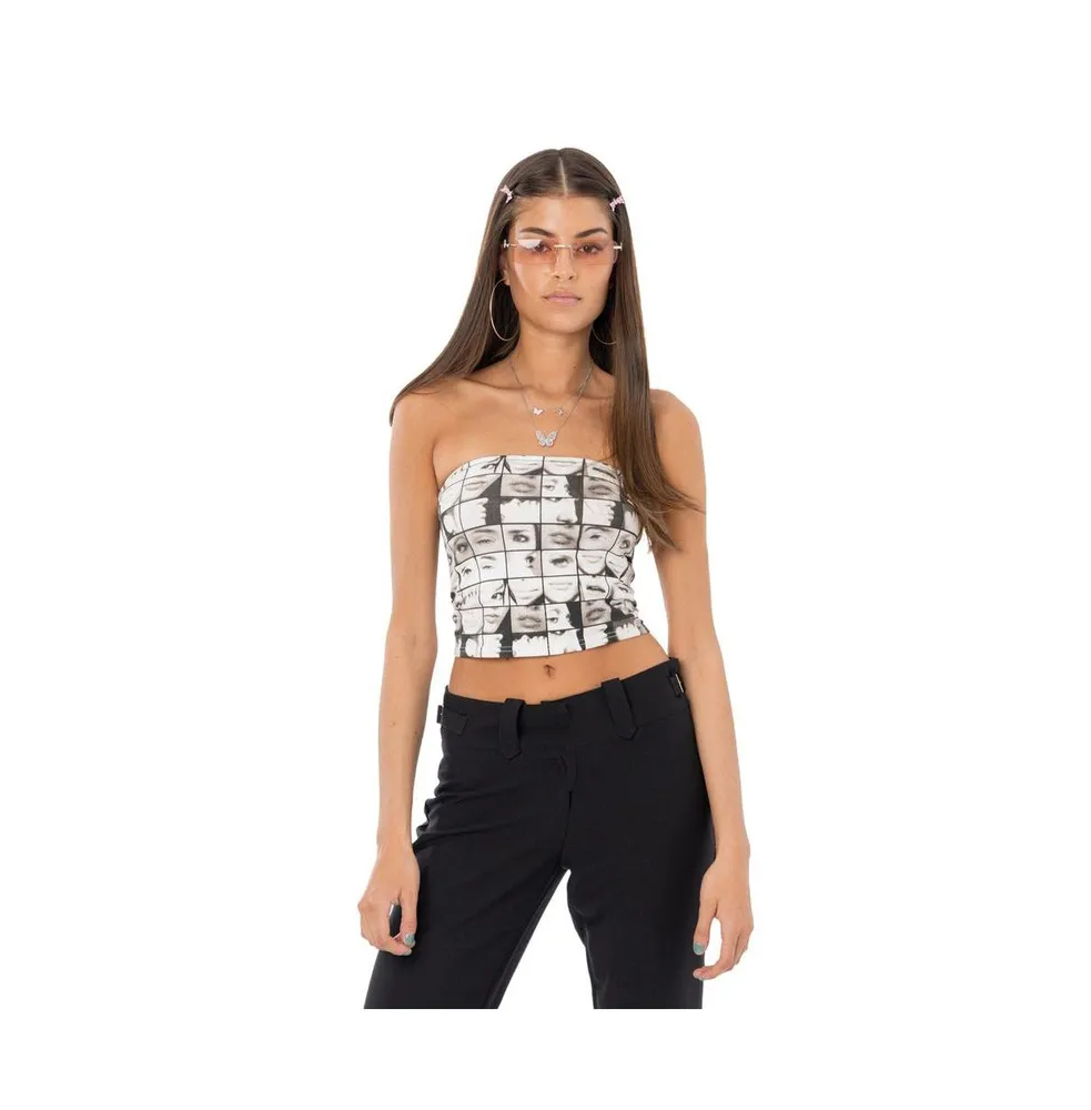 Women's Eyes Printed Strapless Top