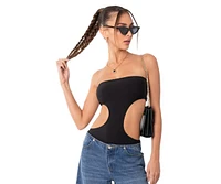 Edikted Women's Ribbed Bodysuit With Cut Out Top