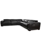 Krofton 5-Pc. Beyond Leather Fabric Sectional with 3 Power Motion Recliners, Created for Macy's