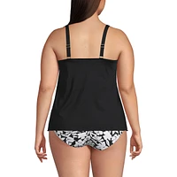 Lands' End Plus Long Torso Chlorine Resistant V-Neck Tulip Hem Tankini Swimsuit Top