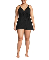 Lands' End Plus V-neck Tulip Wrap Swim Dress One Piece Swimsuit