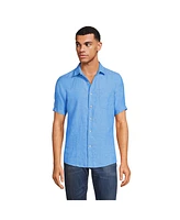 Lands' End Men's Traditional Fit Short Sleeve Linen Shirt