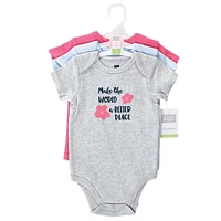 Hudson Baby Girls Cotton Bodysuits, Be Kind Girl, 3-Pack