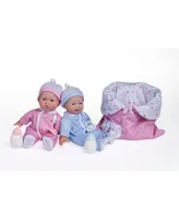 Jc Toys La Baby 12.5" Small Soft Body Dolls Washable Twins Sleeping Bag Gift Set